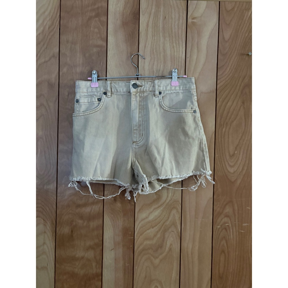 Billabong Tan Khaki High Waisted Raw Hem Denim Shorts Womens Size 27